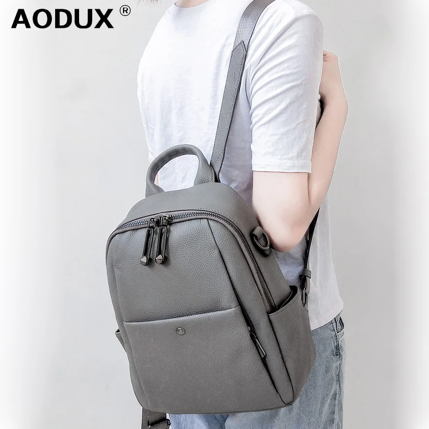 

AODUX 2020 NEW Big Capacity Genuine Cow Leather Women's Backpacks Travel Shopping First Layer Cow Leather Female School Backpack