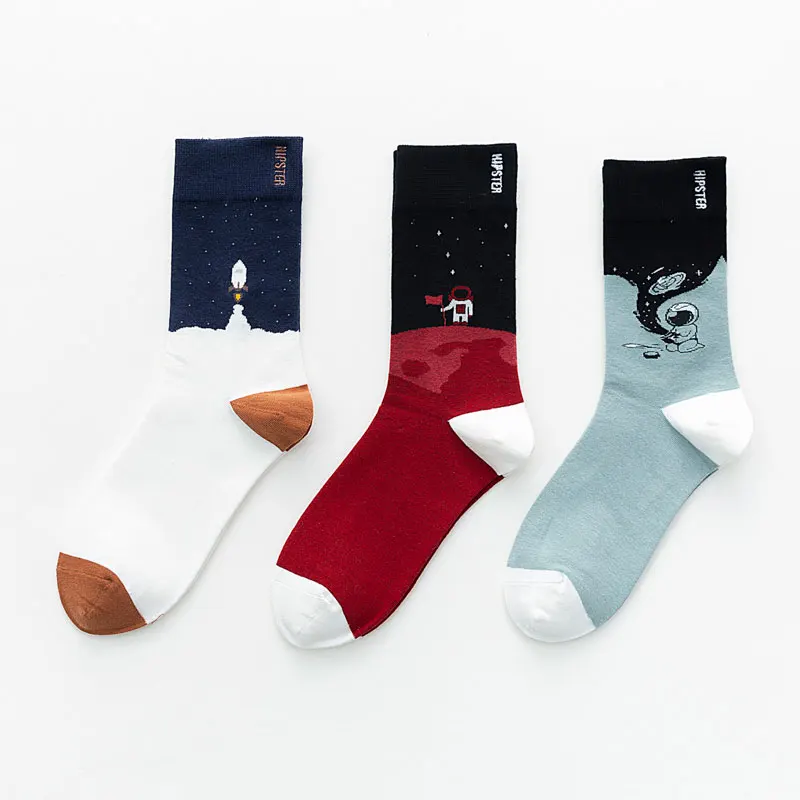 Женские носки унисекс с изображением космонавта 100 хлопок Harajuku цветные женская