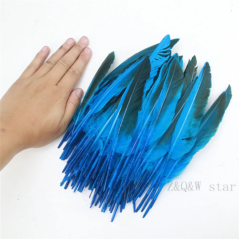 Натуральный 15-25 см (6-10 дюймов) серый утиный крыло перо окрашенные озеро синий
