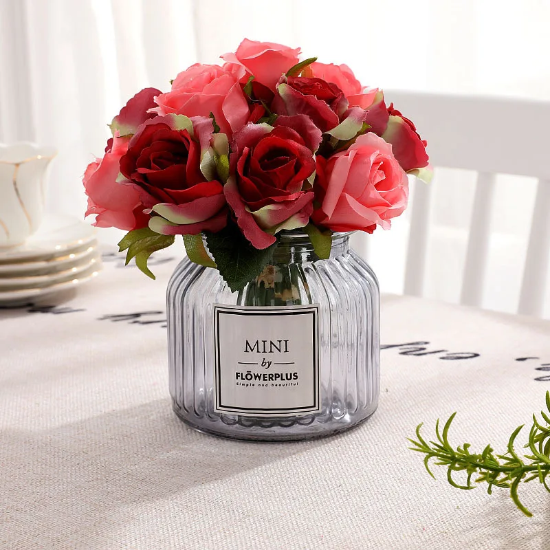 Имитация 12 маленьких роз высококачественные шелковые ткани искусственные цветы