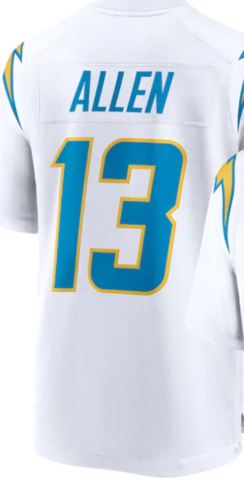 

Customized Stitch For Mens Women Kids Youth Keenan Allen Junior Seau White Yellow Blue Navy T Shirt Football Jersey