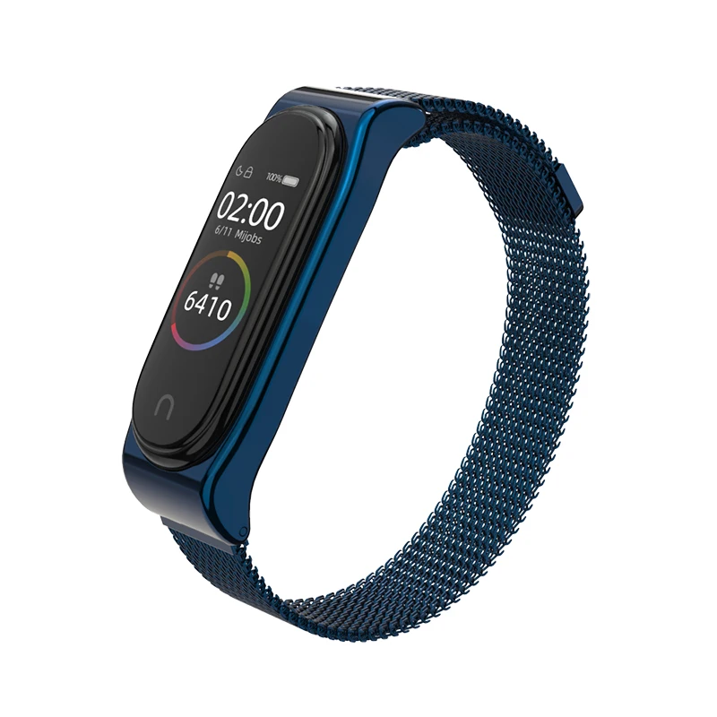 Mi band 4 ремешок металлический браслет для Xiaomi mi Band 4 3 ремешок Безвинтовой из нержавеющей стали mi Band 3 наручные смарт-браслеты аксессуары - Цвет: SE Blue
