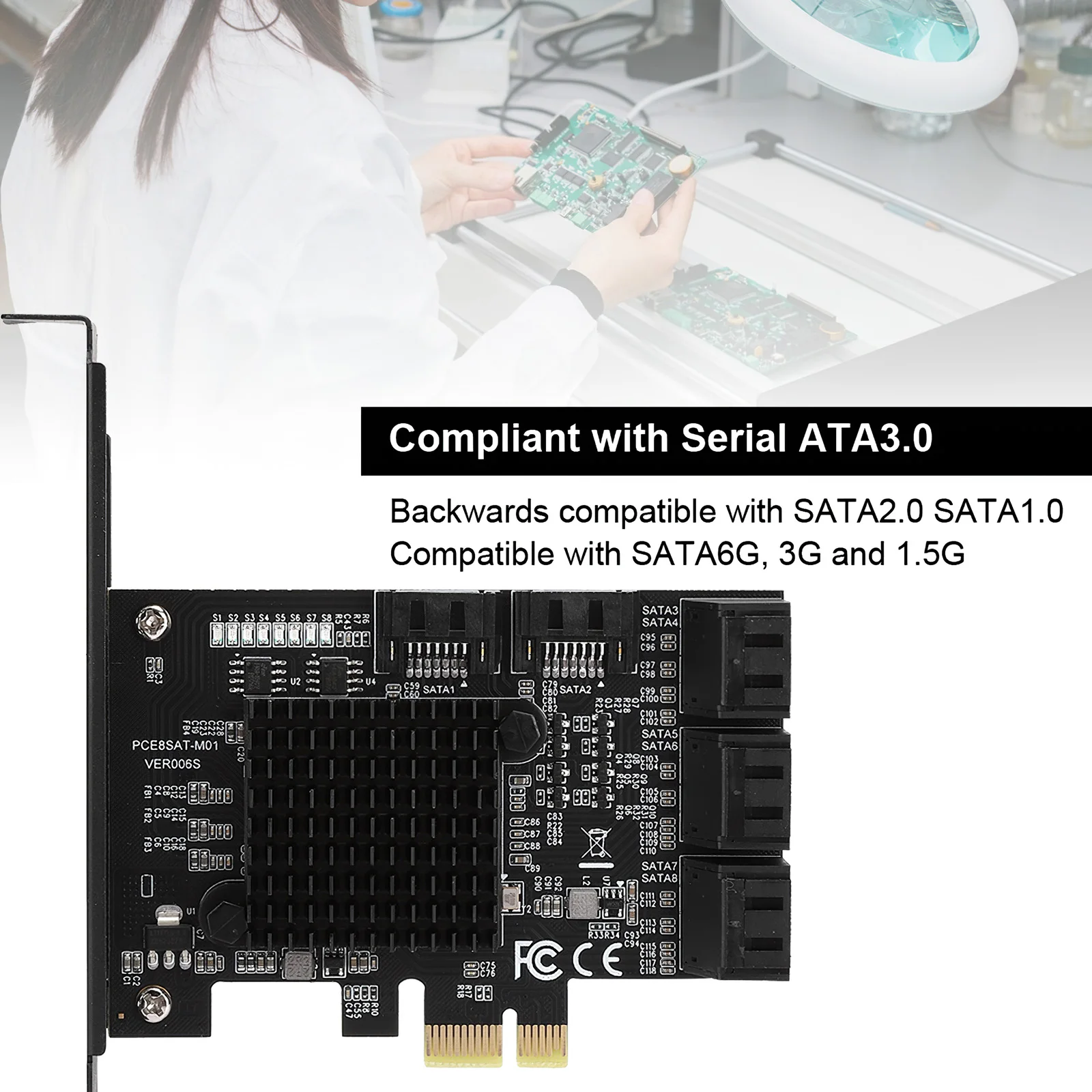 плата расширения pci express 8 портов sata