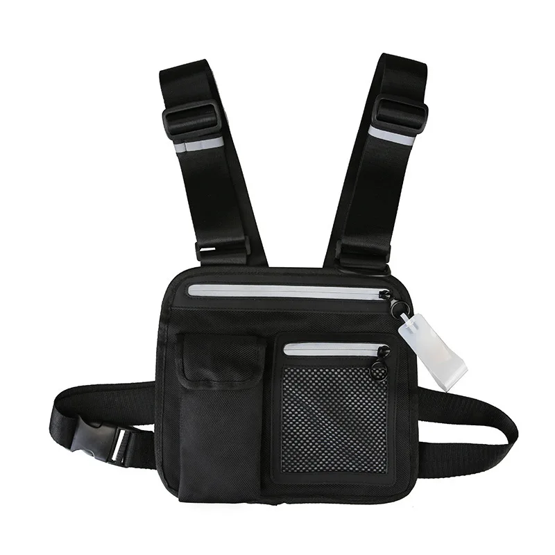 

Men Reflective Strip Chest Rig Bag Hip Hop Tactical Package Nylon Sports Running Chest Pouch Unisex Waist Bags Men Vest Bag