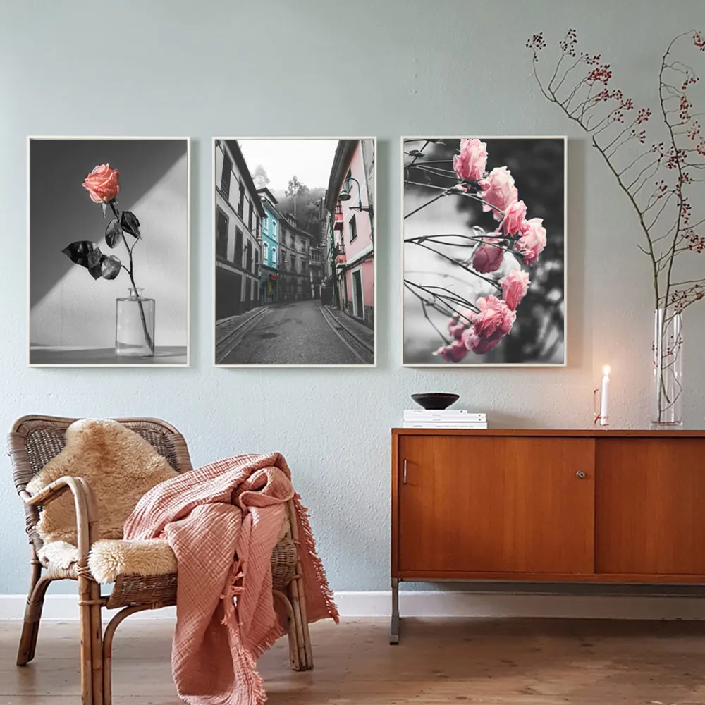 Винтажная роза настенная живопись Настенная картина цветы постеры печати на