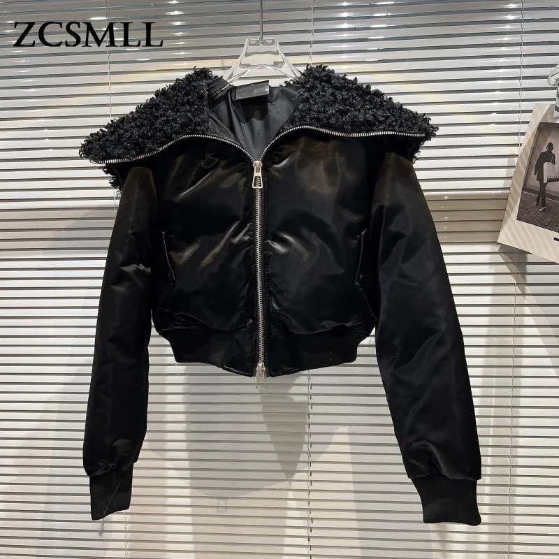 

ZCSMLL 2021 Женская флисовая теплая хлопковая одежда на молнии с воротником модная темпераментная зимняя куртка с длинным рукавом TH1444