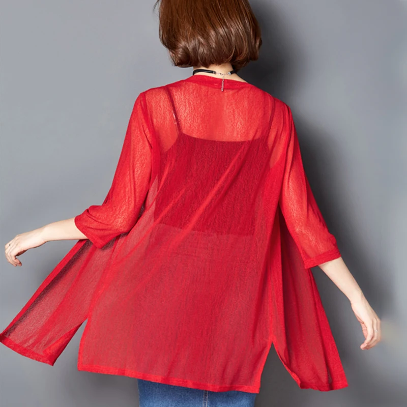 Женское летнее кимоно кардиган сетчатая прозрачная блузка от солнца шифоновая