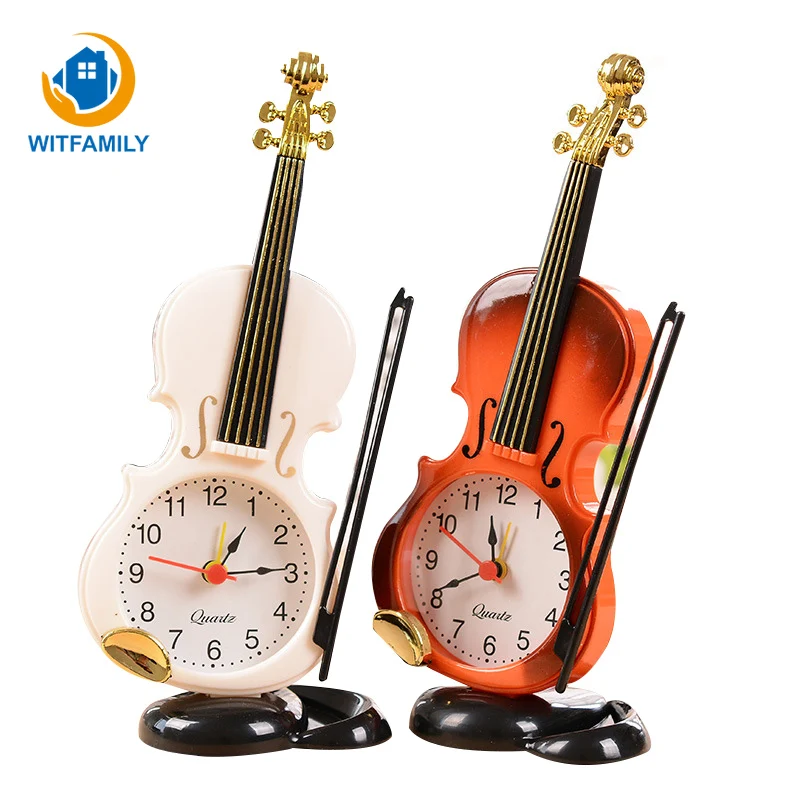 Винтаж уникальный скрипок древний будильник Декор ручной работы настольные часы