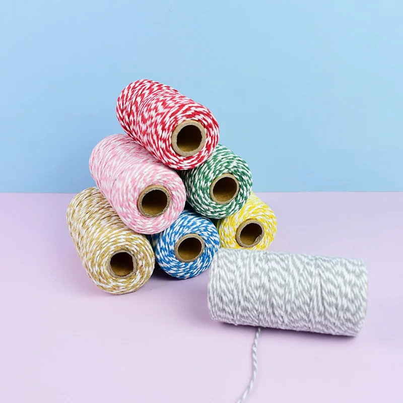 

100m/roll Double Color Cotton Cord Rope DIY Home Handmade Accessories Party Wedding Gift Package Craft Decoration