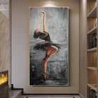 Современная Художественная живопись, элегантная Картина на холсте с изображением балерины, Современная роспись, художественный плакат, картина для украшения гостиной
