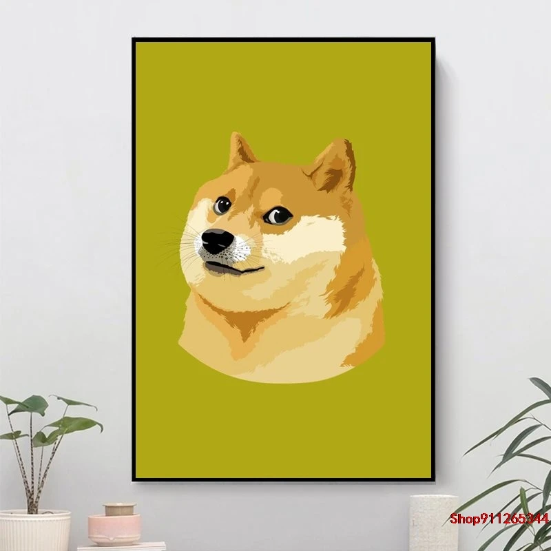 

Doge настенная Картина на холсте, шелковая ткань, яркая декоративная наклейка