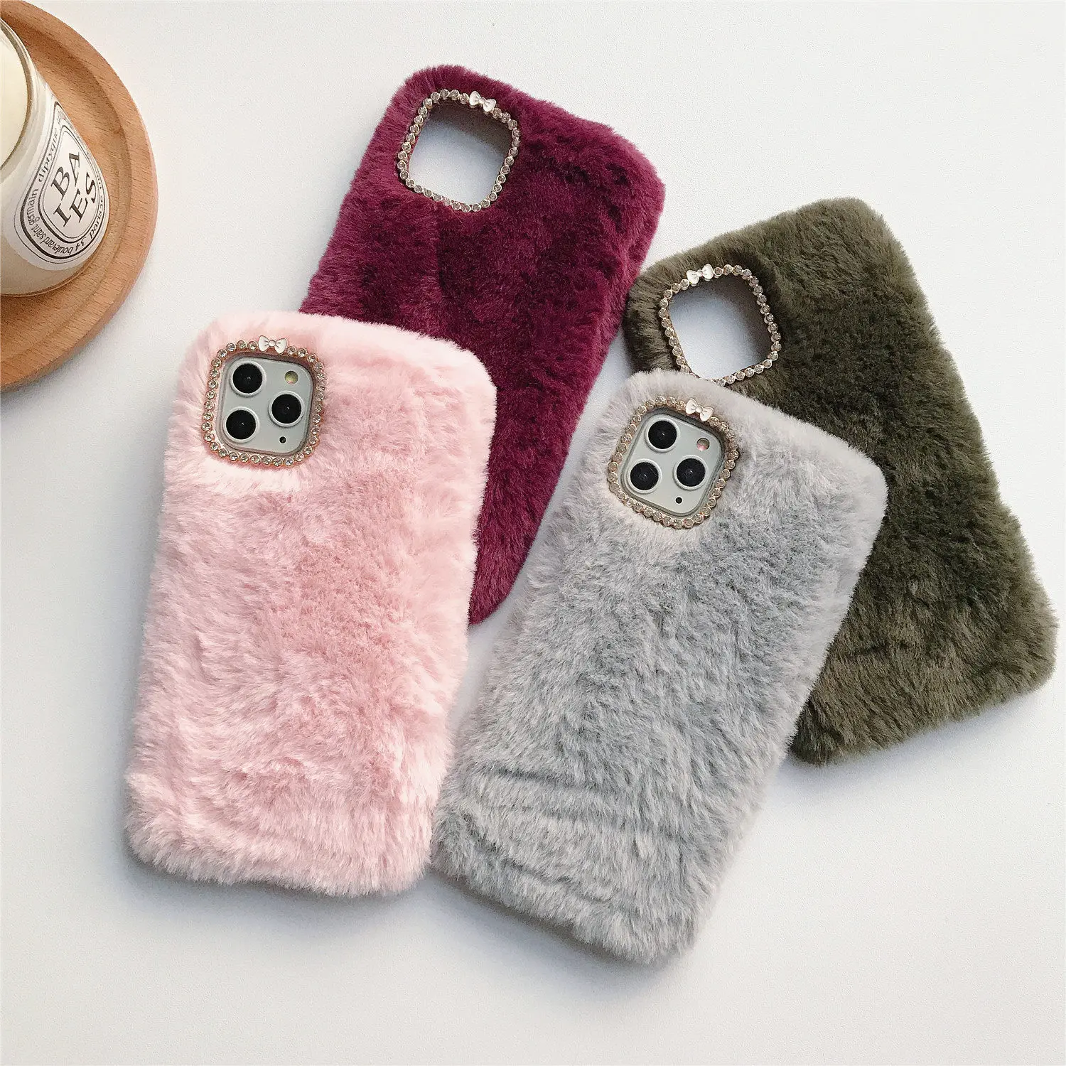 Симпатичный теплый плюшевый женский чехол с бриллиантами для Huawei P9 P10 P20 P30 pro lite plus