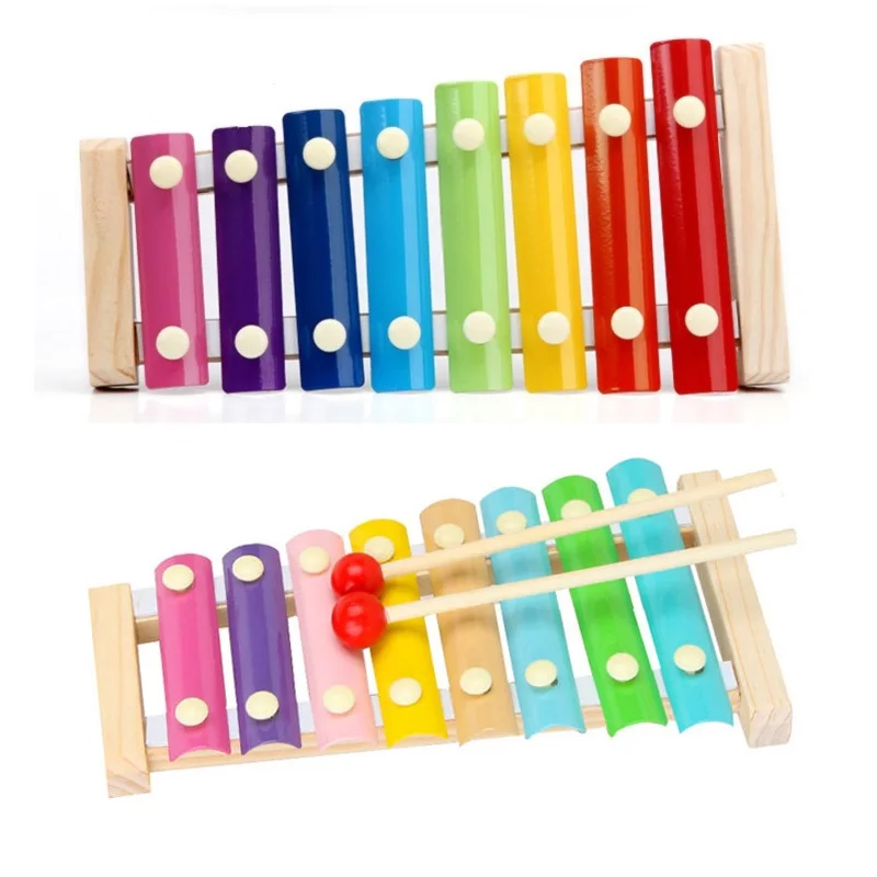Игрушечный музыкальный инструмент для детей ксилофон радужного цвета 8 шкал