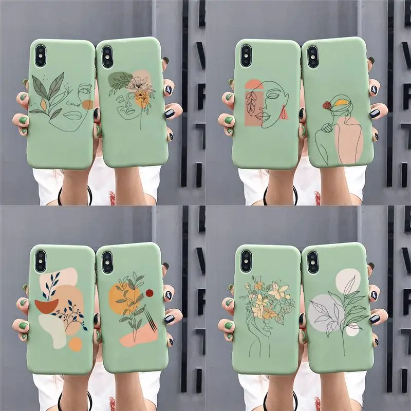 

Abstract Art Line Phone Case for iphone 13 12 mini 11 Pro Max X XS XR Solid Color For 7 8 6 6S Plus Capa