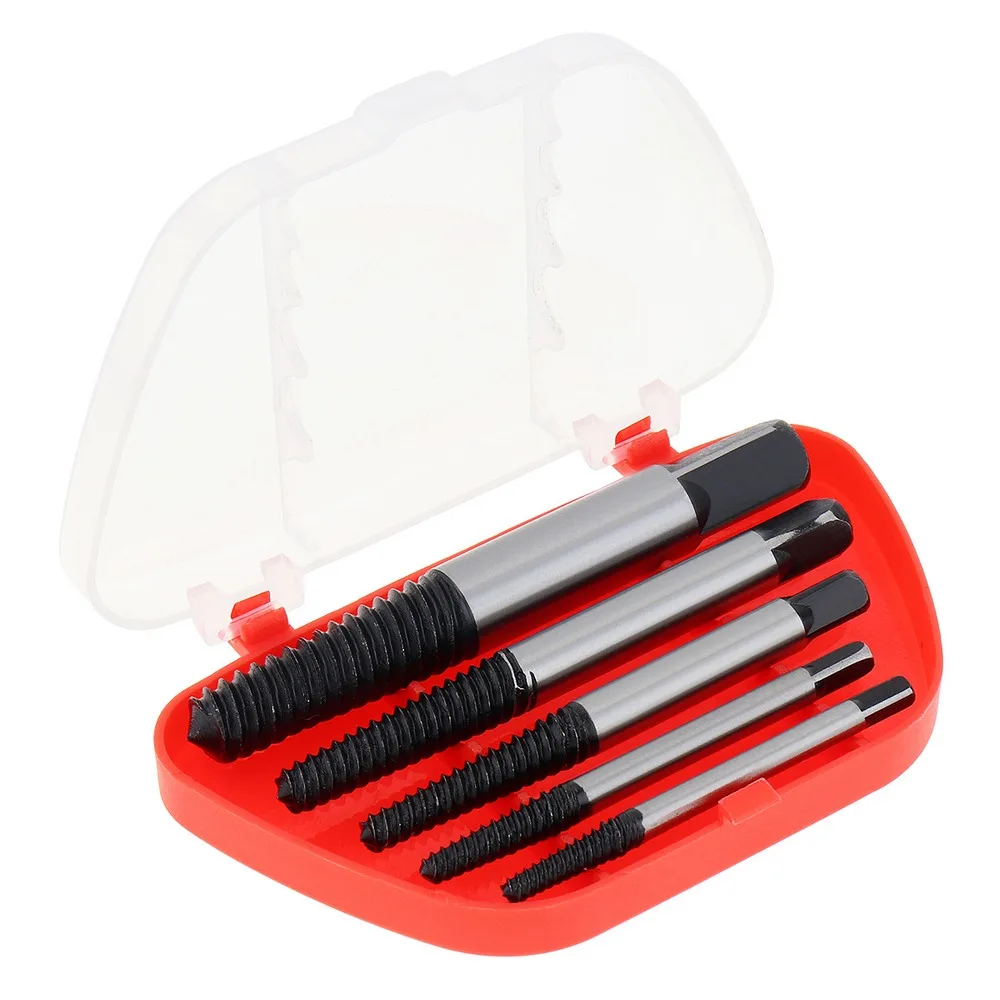 

5Pcs Screw Extractors Set Damaged Screw Extractor Drill Bit Guide Set Broken Damaged Bolt Remover Multifunction Easy Out Set