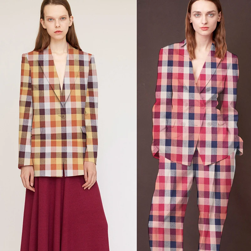Ткань в клетку окрашенная шерстяная ткань 100% шерсть Осеннее женское платье