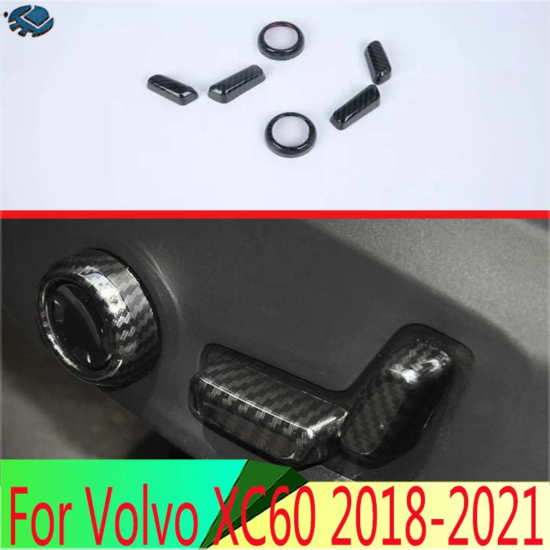 For Volvo XC60 2018-2021 S90 V90CC XC90 Carbon Fiber Style Interior Inner Seat Adjustment Switch Knob Button Cover Trim