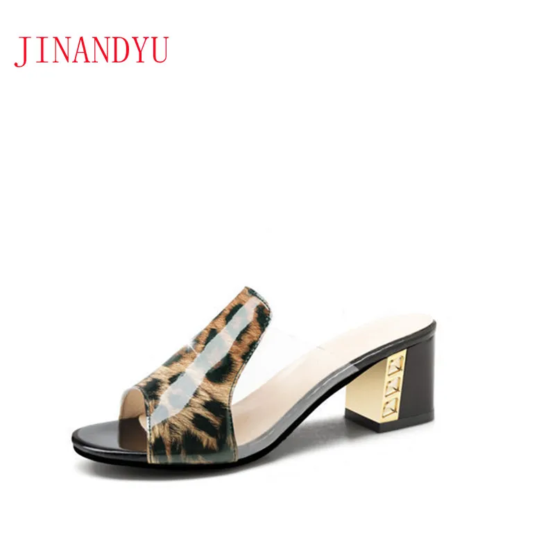 

Leopard Print Pumps High Heels Slippers Women Summer Shoes Size 41 Fashion Women Slippers Sandals Casuales Sexy Female Shoes