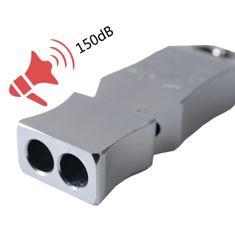 

150db Double Pipe High Decibel Stainless Steel Outdoor Emergency Survival Whistle Keychain Tools