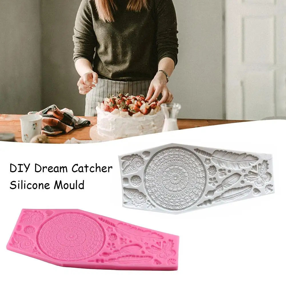 Силиконовая форма Ловец снов сделай сам с текстурой перьев украшение для торта