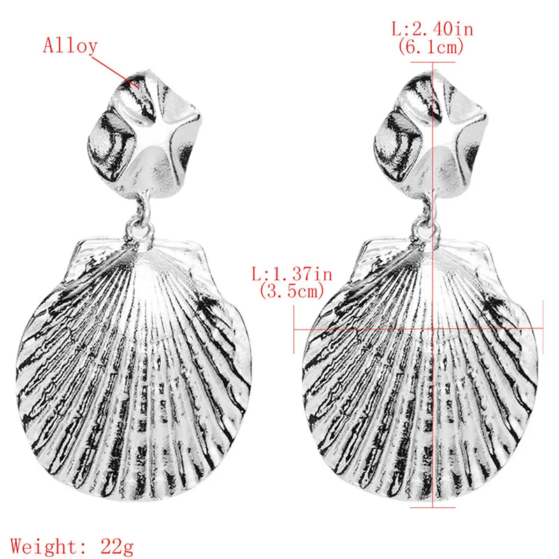 Модные новые металлические серьги подвески в виде ракушек для женщин богемные