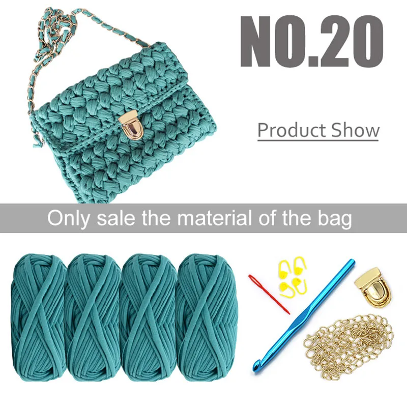 Peacock blue Bag Ручная сумка Материал пакет, сеть видео плетеная крючком Футболка мешок материал пряжи, поставляется с видео учебник DIY подарок - Цвет: Peacock blue Bag