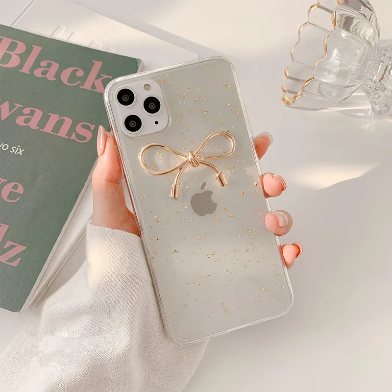 Прозрачный мягкий силиконовый чехол для телефона s iPhone 11 Pro X XS MAX XR с бантом из
