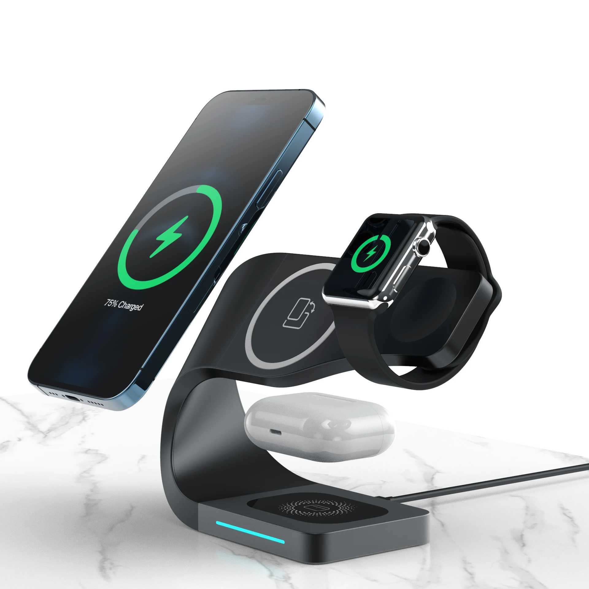 

15W Qi Magnetic 3 In 1 Wireless Charger Stand For iPhone 12 13 Pro Max Fast Charging Induction Charger For Apple Watch AirPods