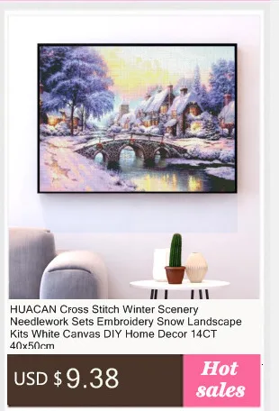 HUACAN Cross Stitch Needlework Sets For Full Embroidery Kits Tree And Bird Animals White Canvas 14CT DIY Home Decor 40x50cm