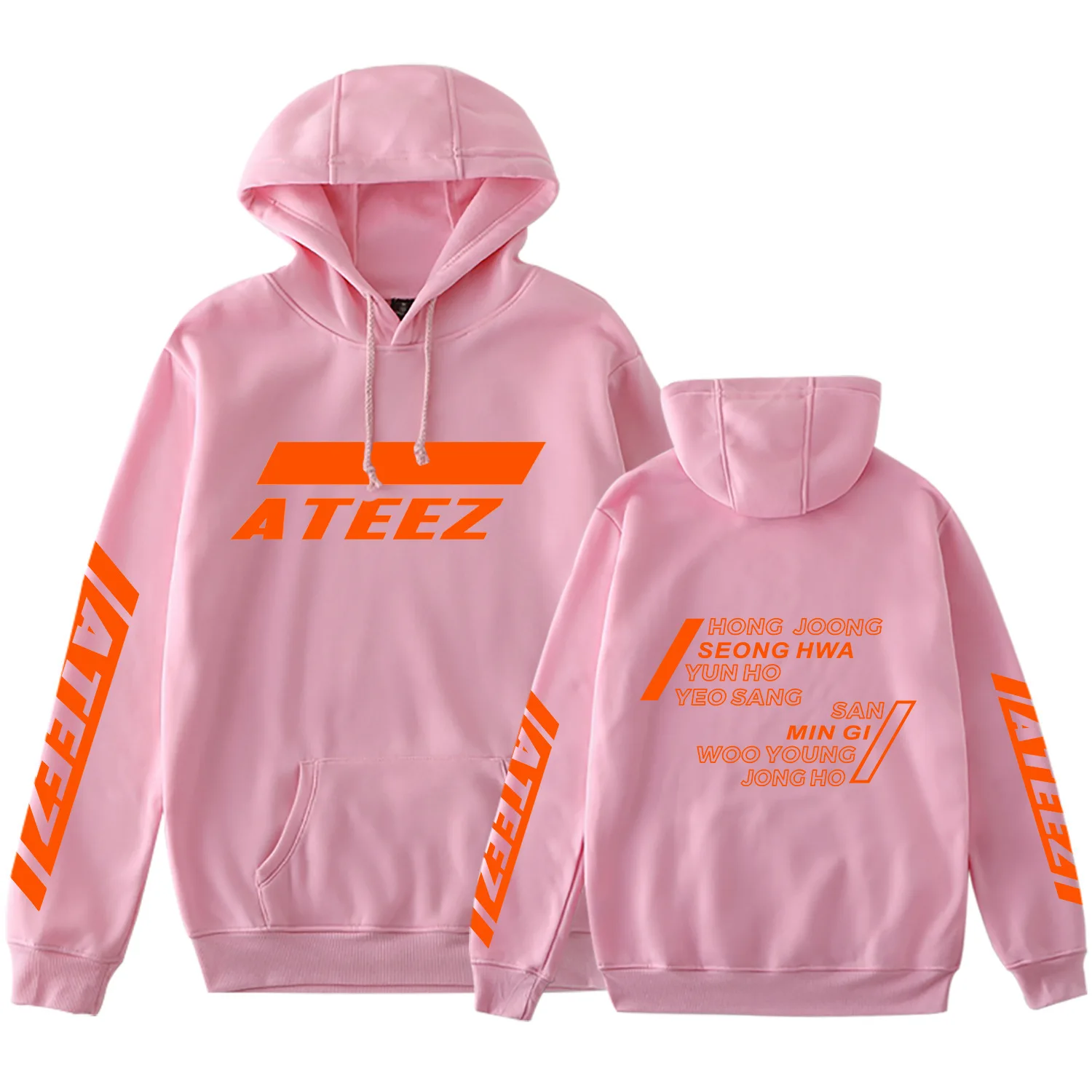 Ateez Kpop альбом толстовка с карманом Crewneck флисовая теплая Kawaii Haajuku Зимние толстовки с длинными рукавами