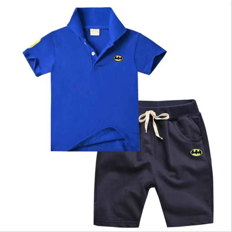 Детская одежда летний спортивный костюм супермена для мальчиков Модная рубашка