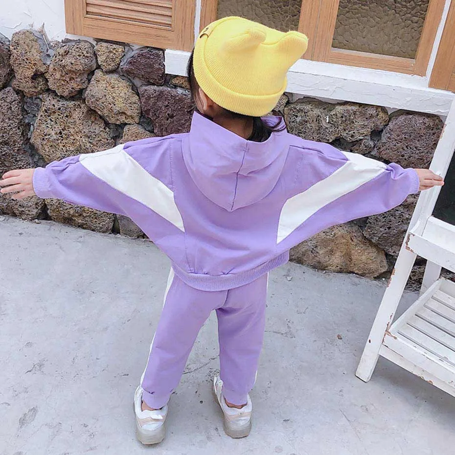 Одежда для малышей Лоскутные толстовки с капюшоном + штаны 2 предмета одежда