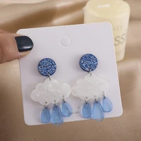 s925 silver needle cloud rain drop acrylic earring fashion temperament short style creative earclip small fresh earring