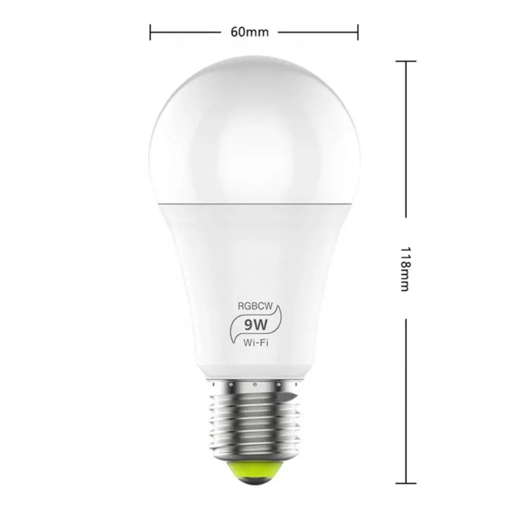 

E27 9W WiFi RGB Dimmable Voice Control Colorful LED Smart Light Bulb Home Decor Dimmable Led Smart Light Or Control LED Lampas