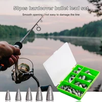 50pcsset fishing lead solid streamline design lightweight lead pendant set fishing matching bullet for outdoor