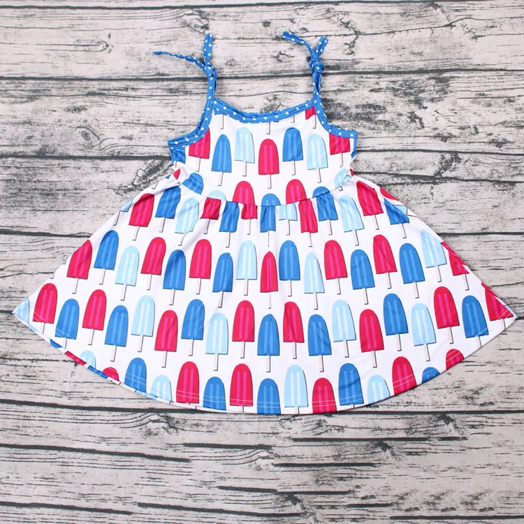 

Children girl boutique summer sling mini ice cream pattern dress