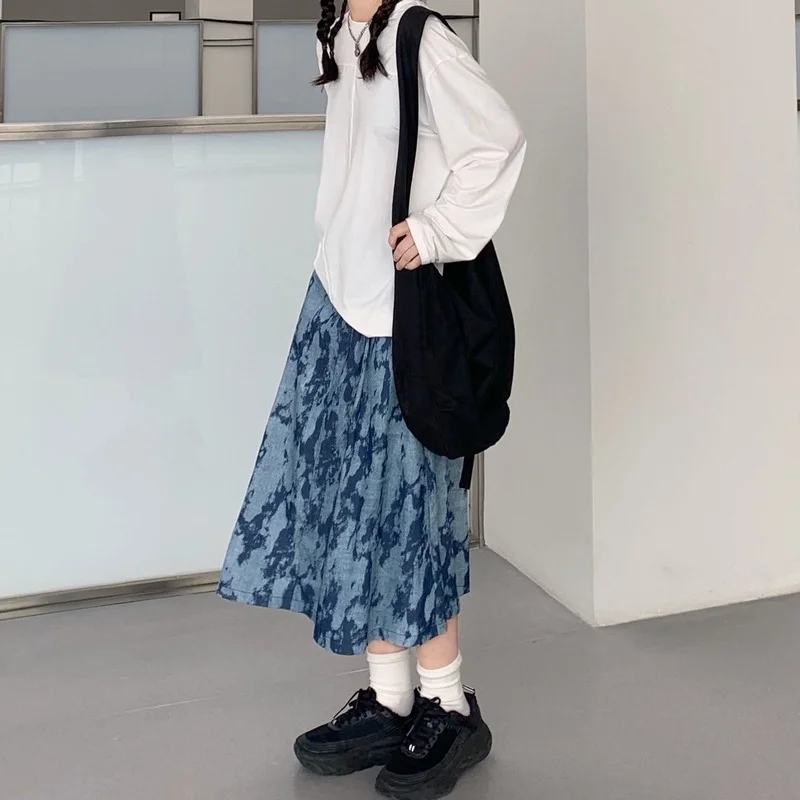 Юбка женская прямая до середины икры повседневная Милая винтажная одежда из