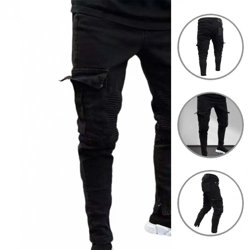 

Energetic Simple Skinny Male Trousers Denim Long Pants Skinny for Daily Wear