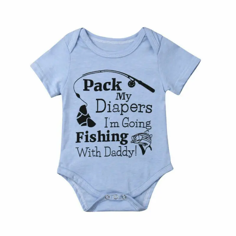 

Newborn Infant Baby Summer Clothes Boys Girls Short Sleeve Romper Fishing with Daddy Romper Jumpsuit Outfits baby Outfits