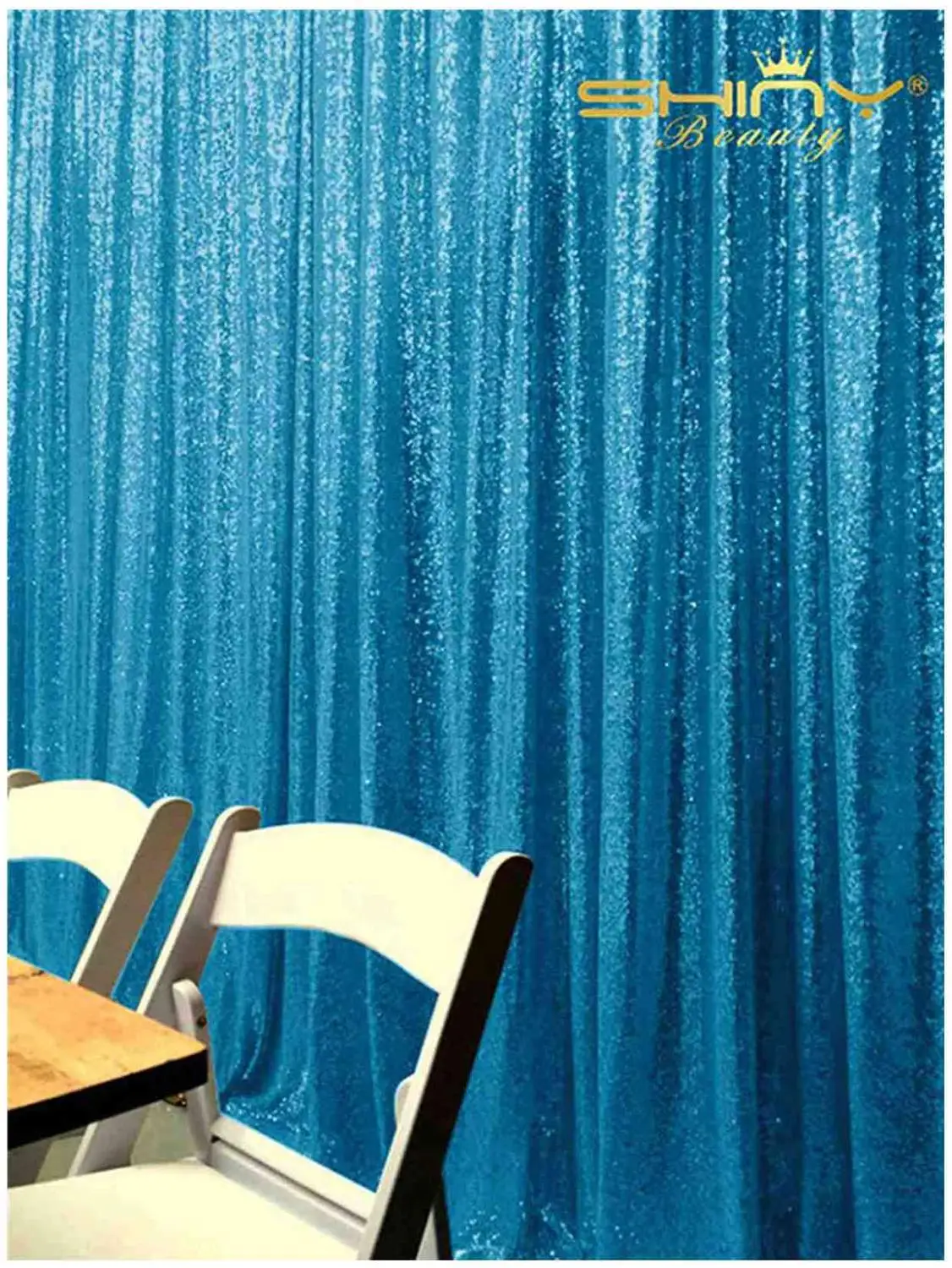 Shinybeauty 2 панели 2X7FT Photo Booth фон Aqua Blue свадебный шторы для дня рождения Decoration-M190820 |