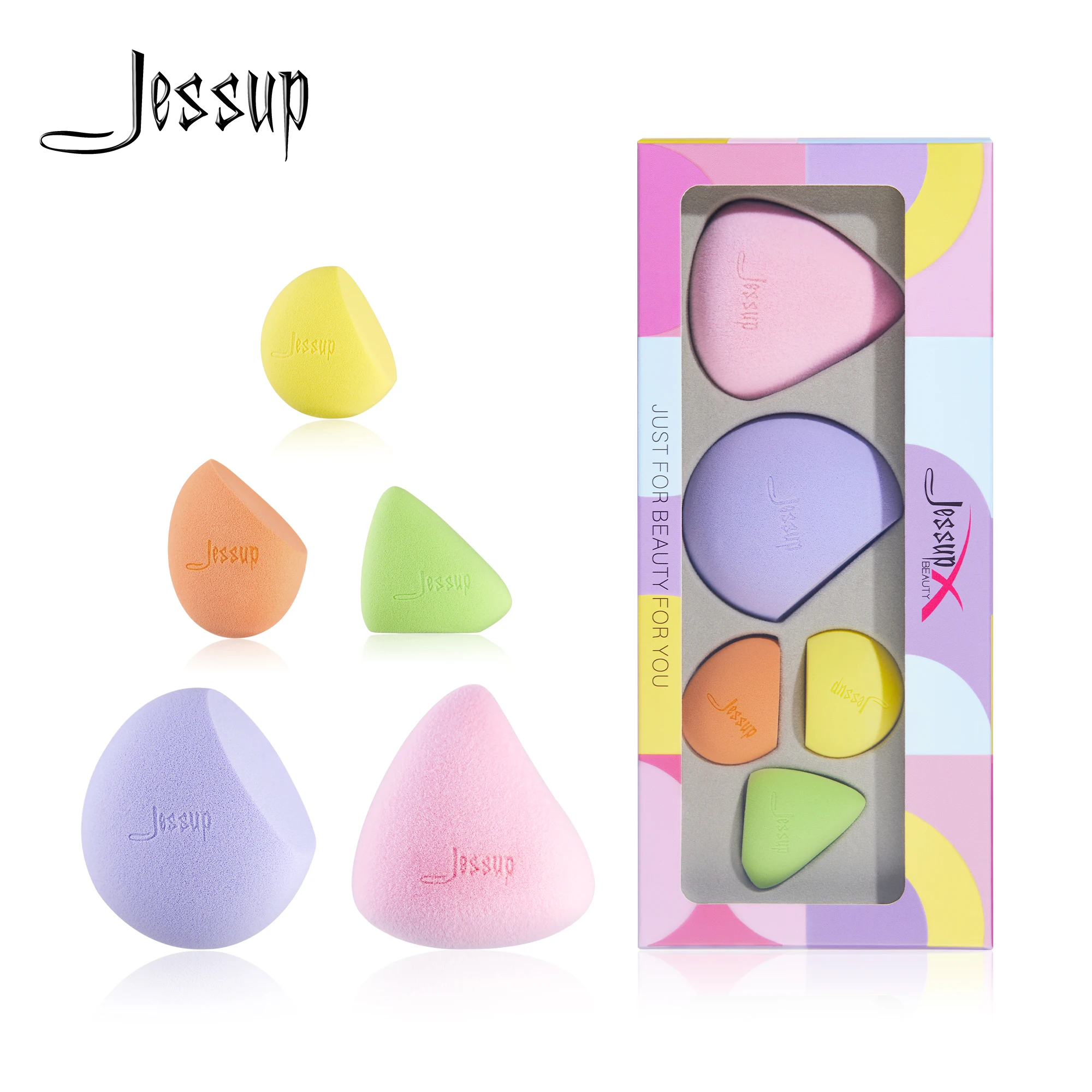 

Jessup Makeup Sponge Foundation Concealer Powder Cosmetic Puff Sponges 5pcs Cosmetics Blending Contour Soft Beauty Tools