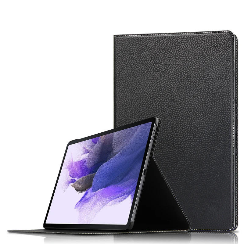 

Smart Cover Cowhide Stand Case For Samsung Galaxy Tab S7 FE LTE SM-T735 T730 12.4" 2021 Tablet Genuine Leather Protective Cover