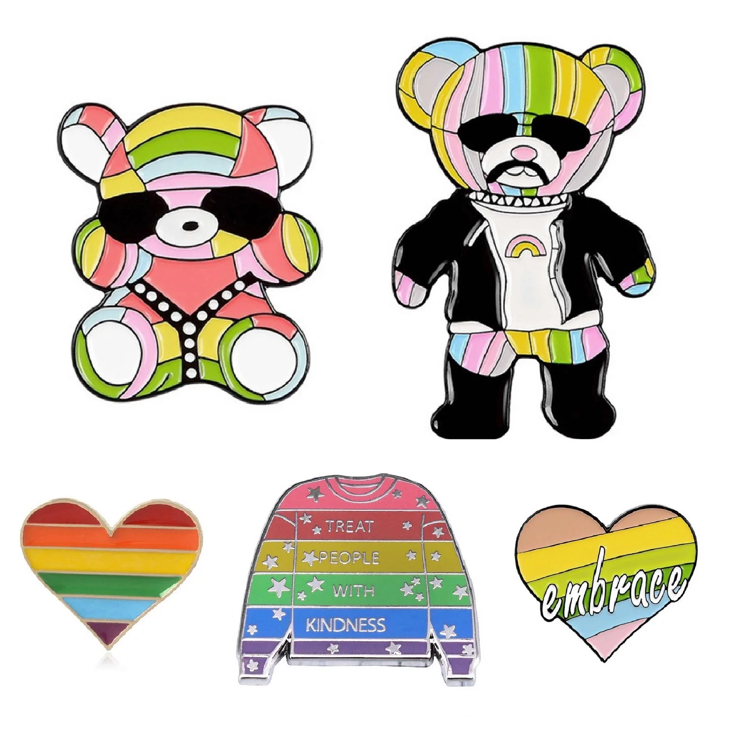 Эмалированная брошь в форме сердца с надписью Mr. Bear Mrs радужная серия ЛГБТ значок
