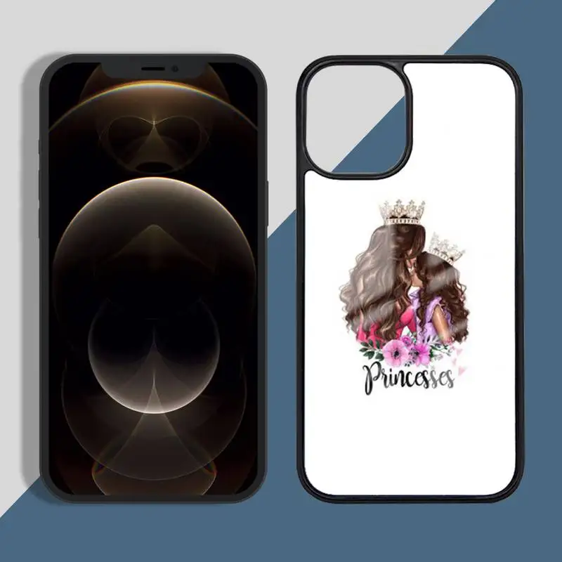 

Baby Mom Girls love pink cartoon Phone Case for iPhone 11 12 pro XS MAX 8 7 6 6S Plus X 5S SE 2020 XR Hard PC