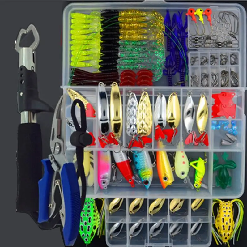 205pc and plier grip 205/206/207 шт. рыболовные приманки комплект смешанные приманки Minnow Ложка Приманка Мягкая приманка рыболовные аксессуары в коробке искусственная приманка песка B226 - Цвет: 205pc and plier grip