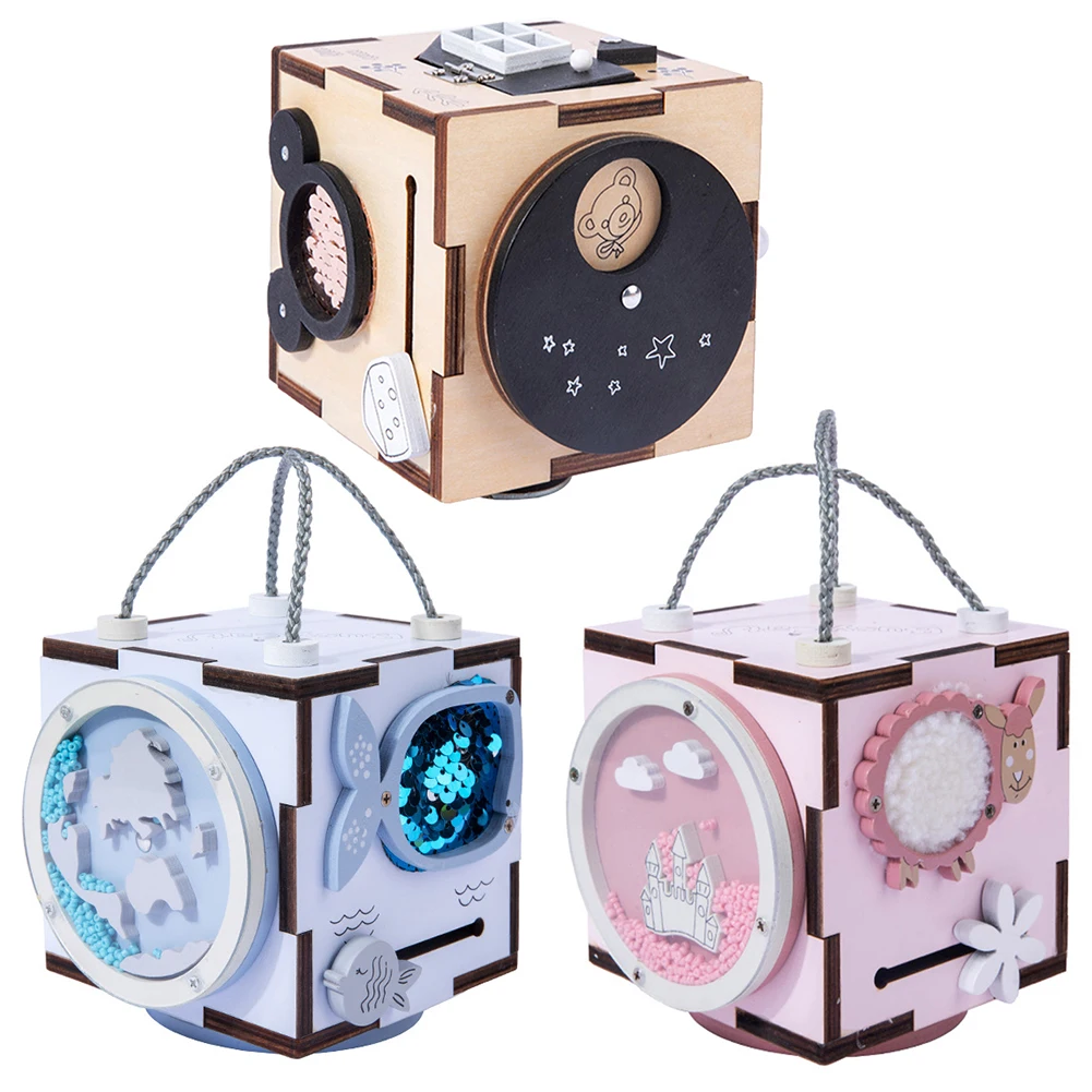 

Детские занятые блоки Монтессори, Игрушки для раннего развития детей, Обучающие разблокированные блоки-лабиринты, деревянные строительные...