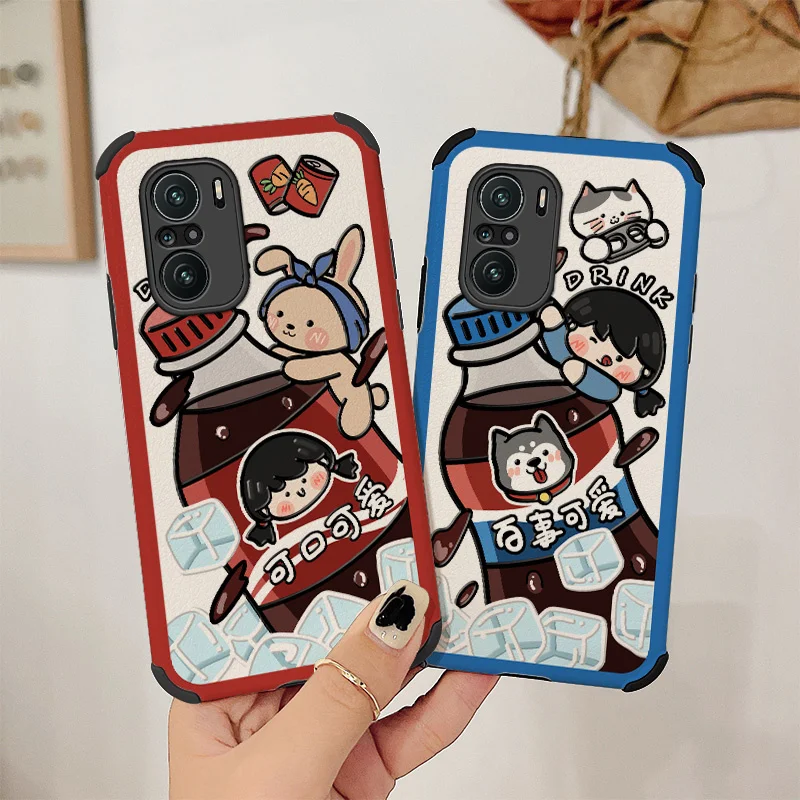 

Cool Soda Girl Phone Case For Xiaomi Redmi K40 k40pro K40proplus Pro Proplus Liquid Silicone Cover