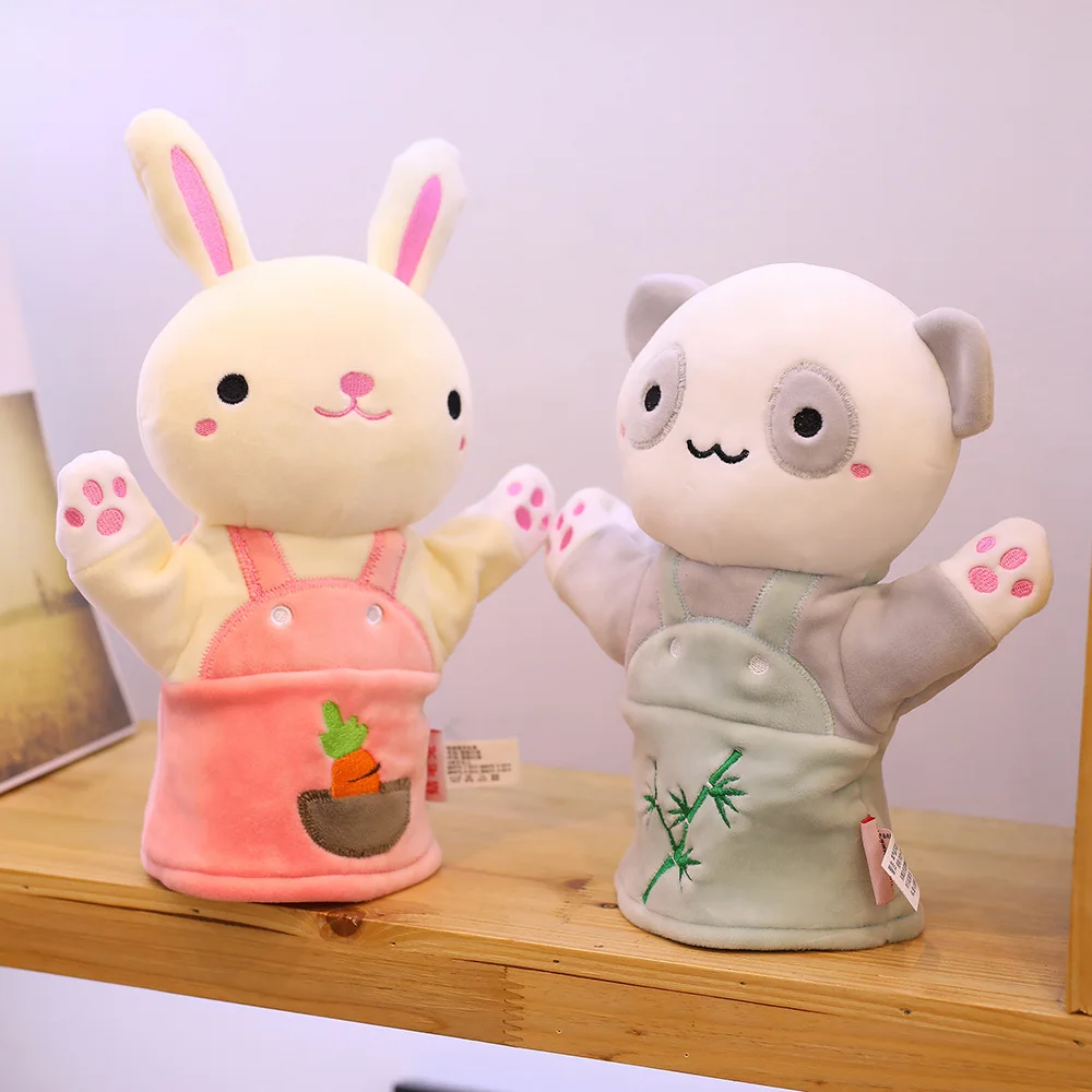 Мультяшные плюшевые игрушки животные куклы на пальцы кролик панда альпака коала