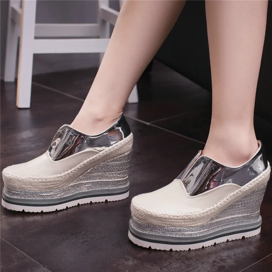 Кроссовки женские из натуральной кожи полусапожки на танкетке высокий каблук