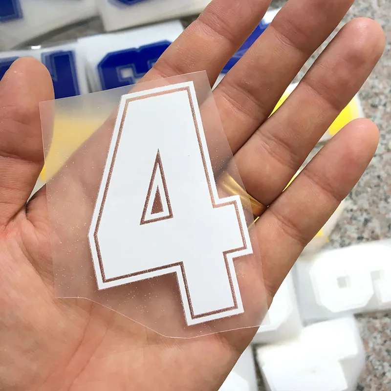8cm-4 Белые цифры 0-9 термонаклейки 22см \ 8см \ 5 см название Спортивная тканевая наклейка Горячая теплопередача DIY термоклейкие для одежды сумка обувь - Цвет: 8cm-4